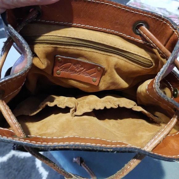 Patricia Nash Brown Italian Leather Adjustable Mini Backpack Purse Bag